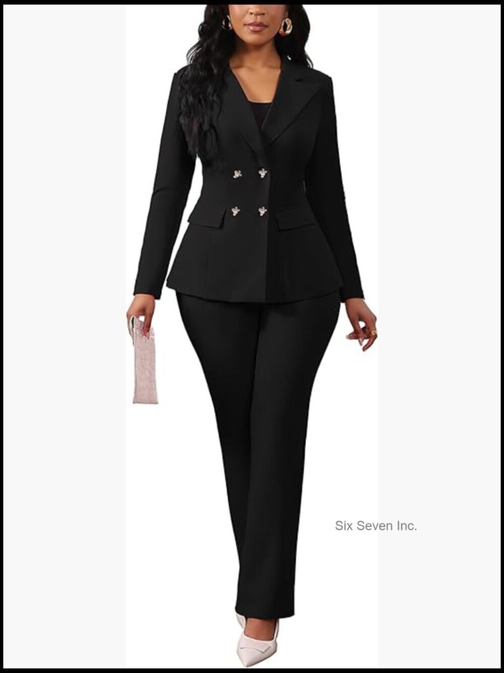 Dressy Pantsuit with Blazer Jacket Wide Leg Pants Set Work Office Suit